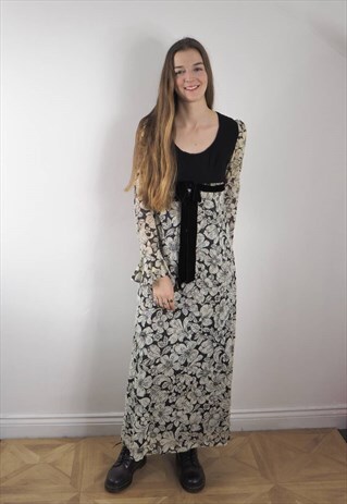 VINTAGE MONO LACE MAXI DRESS