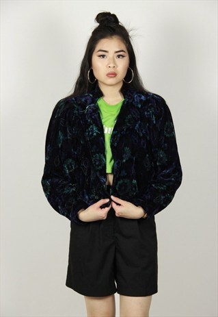 VINTAGE BLUE VELVET BLAZER JACKET