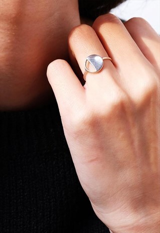 HALF CIRCLE STERLING SILVER RING