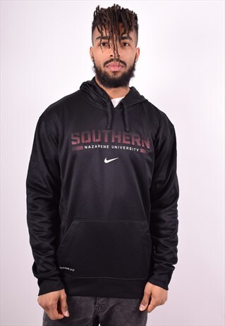NIKE MENS VINTAGE HOODIE JUMPER MEDIUM BLACK 90'S