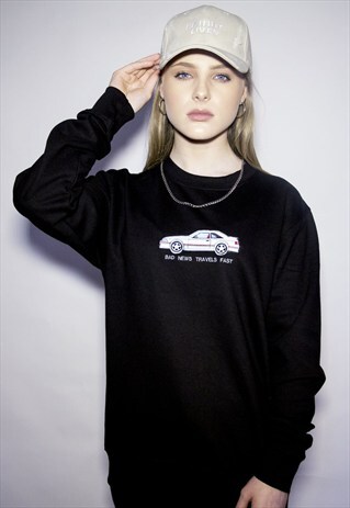 'BAD NEWS TRAVELS FAST' BLACK SWEATSHIRT