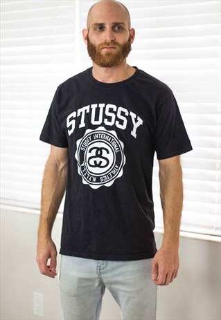 VINTAGE STUSSY T-SHIRT LOGO 90S M 6.6