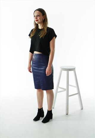 PURPLE LEATHER SKIRT / MIDI STRAIGHT LEATHER SKIRT