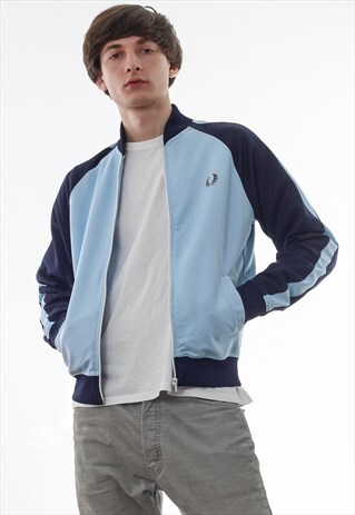 VINTAGE FRED PERRY TRACKSUIT BOMBER TRACK TOP 90S BLUE