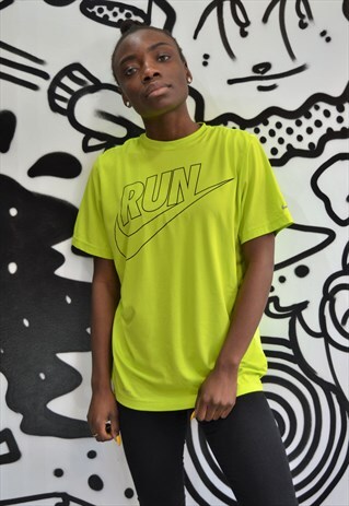 GREEN NIKE DRI-FIT RUNNING TOP