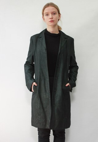 VINTAGE 90' UNIQUE LOOKS LIKE WAXED BLACK LIGHT COAT
