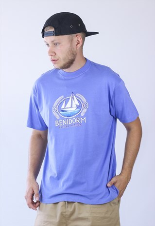 VINTAGE MENS BENIDORM COSTA BLANCA LOGO T-SHIRT