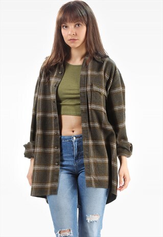 CAMEL VINTAGE WOOL PLAID FLANNEL JACKET