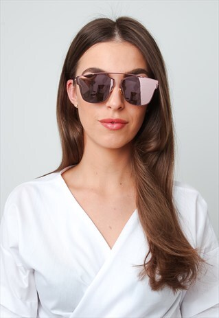 MIRRORED FRAMELESS SUNGLASSES - PINK
