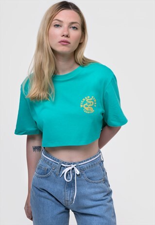 GREEN CROP TOP "WICKED TIMES"