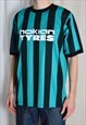 Y2K GREEN BLACK STRIPED FOOTBALL SPORTS JERSEY T-SHIRT