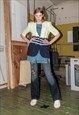 90'S VINTAGE CHIC SUMMER BLAZER IN SALAD GREEN AND NAVY BLUE
