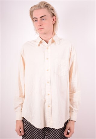 MENS VINTAGE CORDUROY SHIRT MEDIUM WHITE 90S