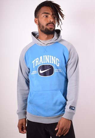 NIKE MENS VINTAGE HOODIE JUMPER MEDIUM BLUE 90S