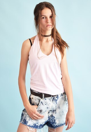 90'S RETRO FESTIVAL LYCRA HALTER NECK TOP