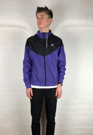 VINTAGE 80'S NIKE SHELL WINDBREAKER JACKET PURPLE LARGE