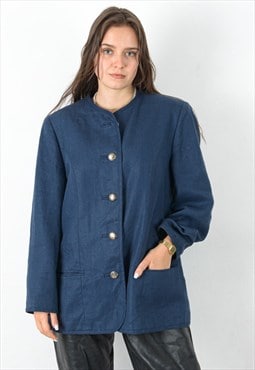 Vintage Women's L Blazer Linen Jacket Trachten Coat Janker