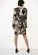 ABSTRACT PATTERN SUIT OF PENCIL SKIRT LONG STYLE JACKET 2386
