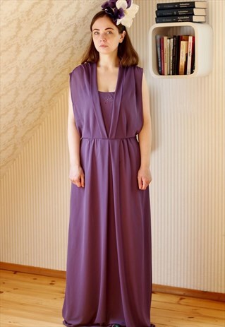 PURPLE SLEEVELESS MAXI VINTAGE DRESS