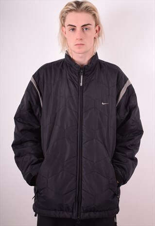 NIKE MENS VINTAGE PADDED JACKET LARGE BLACK 90S