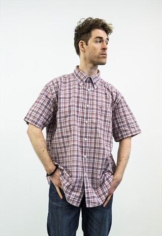 TOMMY HILFIGER VINTAGE 1990S RED AND BLUE CHECKED SHIRT