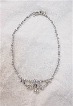 Vintage 90s Sparkling Embellished Rainbow Beads Necklace