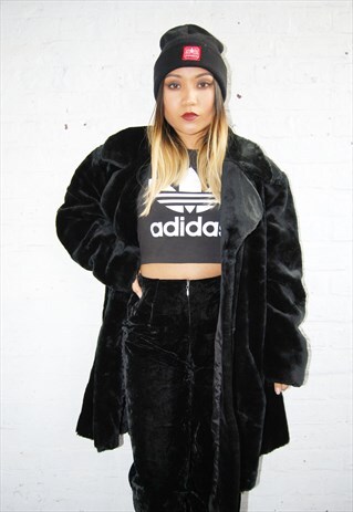 FAUX FUR COAT (1990'S/BLACK)