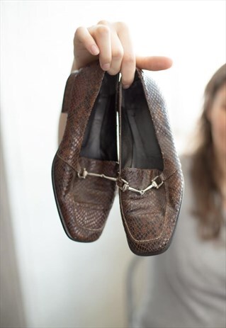 VINTAGE 70'S BROWN SNAKE SKIN LIKE SHOES