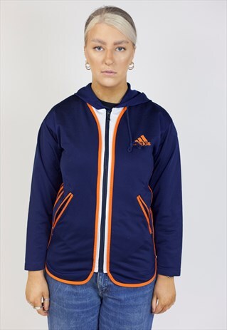 VINTAGE ADIDAS NAVY/ORANGE/WHITE HOODIE