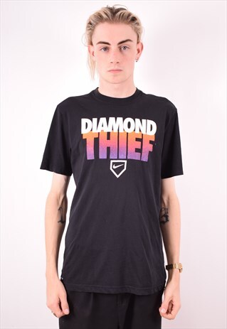 NIKE MENS VINTAGE T-SHIRT TOP MEDIUM BLACK 90S
