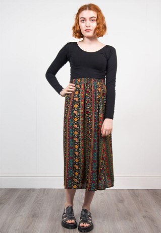 VINTAGE 90'S FLORAL MIDI HIPPIE SKIRT