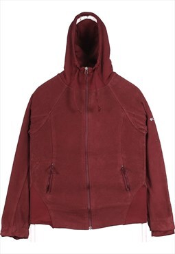 Vintage 90's Columbia Hoodie Hooded Zip Up Burgundy Red