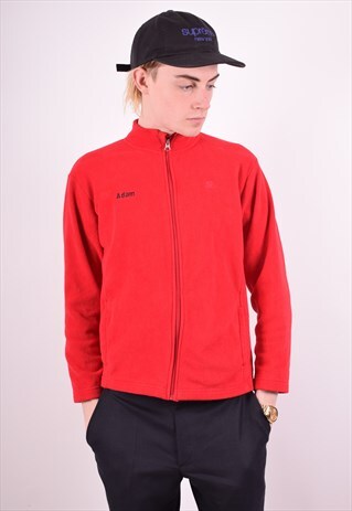 STARTER MENS VINTAGE FLEECE JACKET LARGE RED 90S