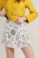 VINTAGE Y2K MINI RUCHED RUFFLE FLORAL CREAM SKIRT XS