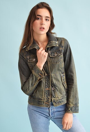 90'S RETRO DENIM STONEWASH OVERSIZED FESTIVAL JACKET TOP