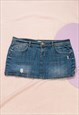 Vintage Denim Skirt Y2K Rave Ultra Mini Distressed
