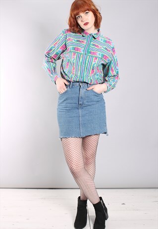 VINTAGE 80S CRAZY PATTERNED WESTERN SHIRT