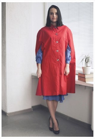 VINTAGE 70'S BRIGHT RED COAT