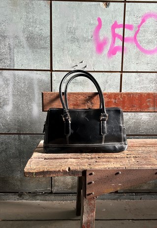 VINTAGE Y2K GRUNGE HANDBAG RAVE SMALL LEATHER STYLE IN BLACK
