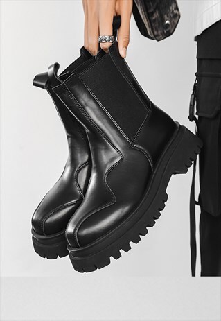 Platform ankle boot tractor sole catwalk shoes goth trainers