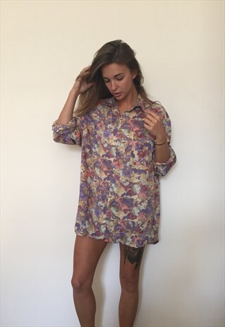 CRAZY PATTERNED VINTAGE RETRO FESTIVAL OVERSIZED SHIRT