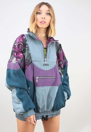 VINTAGE 90S OVERSIZED 1/4 ZIP FESTIVAL FLEECE