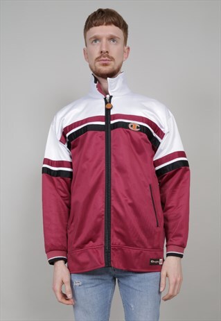 VINTAGE 90'S CHAMPION BURGUNDY BASKETBALL TRACKSUIT JACKET