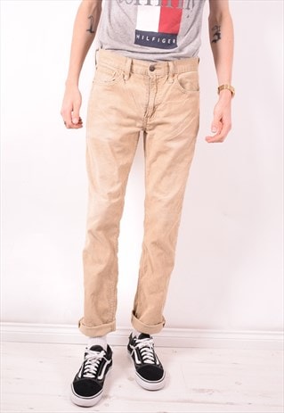 LEVI'S 511 MENS VINTAGE CORDUROY TROUSERS W33 L32 BEIGE 90S