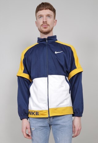 VINTAGE 90'S NIKE MESH NAVY/ YELLOW TRACKSUIT JACKET