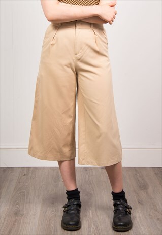 VINTAGE 90'S BEIGE HIGH WAIST CULOTTES TROUSERS