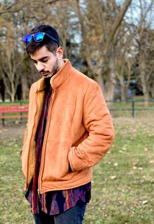 VINTAGE 90'S ORANGE BOMBER JACKET