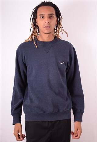 NIKE MENS VINTAGE SWEATSHIRT JUMPER LARGE BLUE 90S