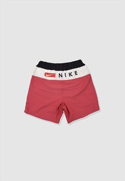 Vintage 90s Nike Embroidered Logo Shorts in Coral Pink