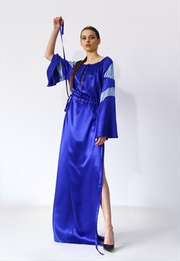 Lapis lazuli blue silk guardian angel dress
